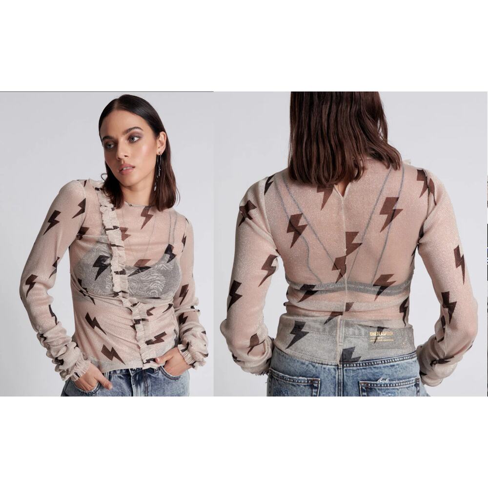 One Teaspoon LIGHTNING PARTY LONGSLEEVE TOP size Medium New